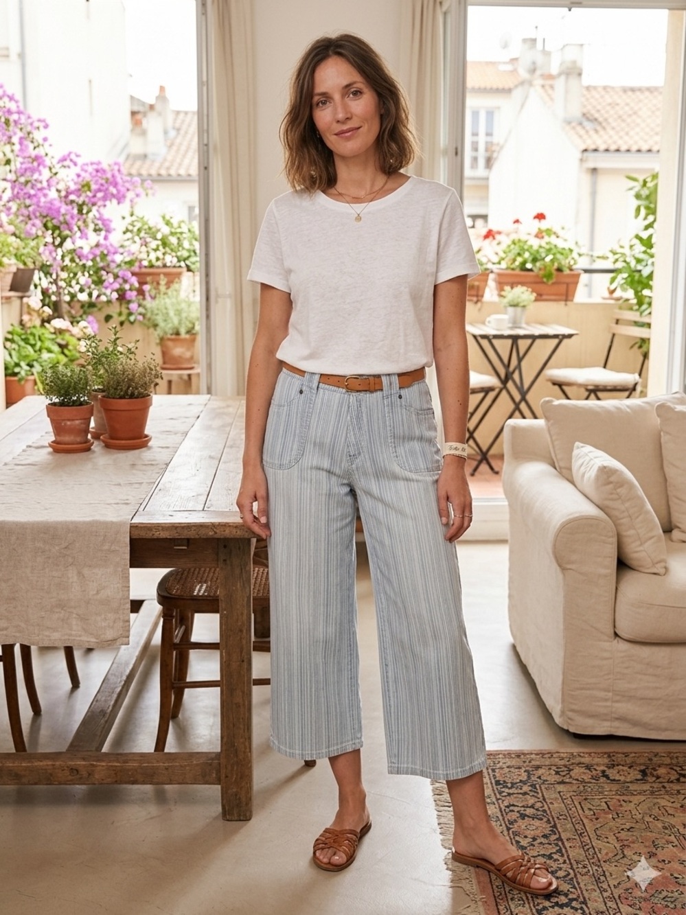 Light Blue Striped Women's Jeans
